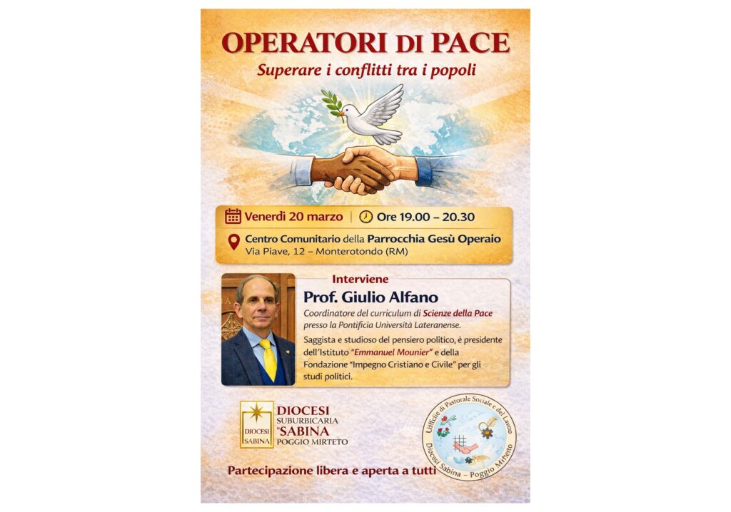 Operatori di Pace: incontro con il prof. Giulio Alfano a Monterotondo