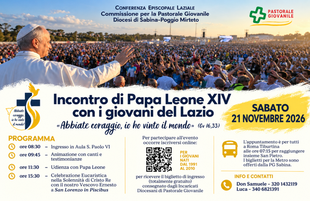 Giovani del Lazio con Papa Leone XIV: il 21 novembre a Roma