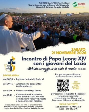 Giovani del Lazio con Papa Leone XIV: il 21 novembre a Roma